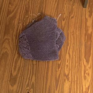 Purple Velvet Cropped Crewneck